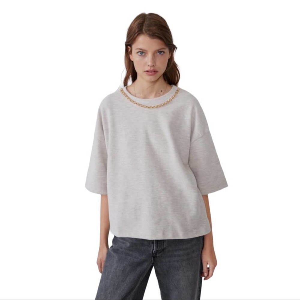 ZARA Soft Touch Chain Neck Boxy Oversized Shirt L
